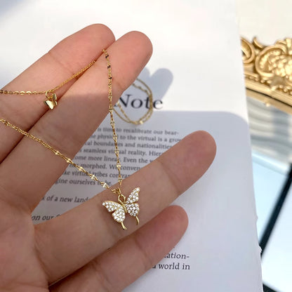 Butterfly Layered Necklace (Material: Alloy)