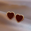 Maroon heart studs