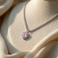Pink heart stone necklace (Not anti-tarnish)