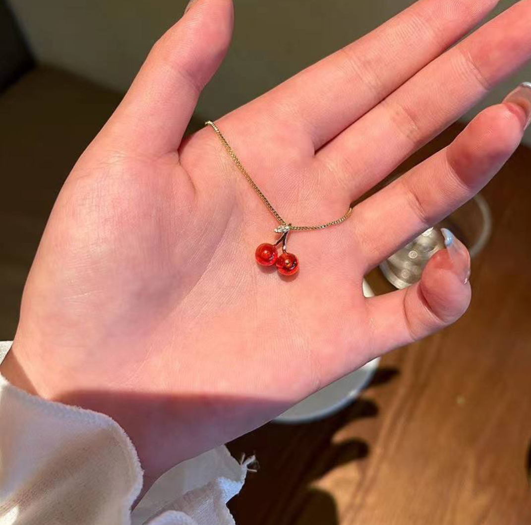 Red cherry necklace Alloy