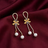 Stone-chain bowknot Pearl Earring