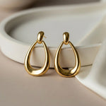 Geometric Hollow Oval Drop Earrings
