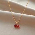 Red cherry necklace Alloy