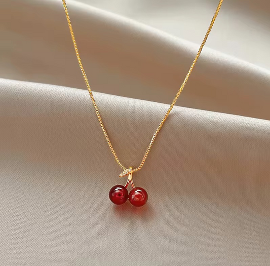 Red cherry necklace Alloy